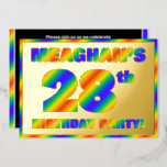 [ Thumbnail: 28th Birthday Party — Fun, Rainbow Spectrum “28” Invitation ]