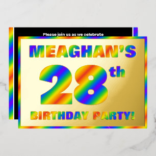 28th Birthday Party — Fun, Rainbow Spectrum “28” Foil Invitation