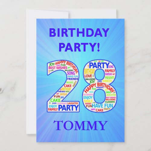 28th Birthday Party Invitation Add a Name