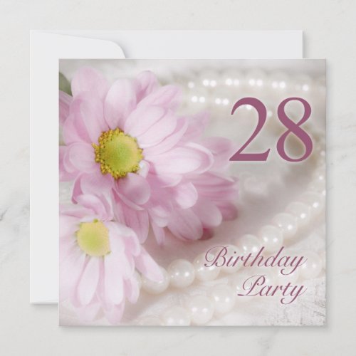 28th Birthday party invitation with daisies