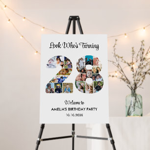 28th Birthday Party Number 28 Photo Collage Foam Board