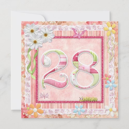 28th birthday party scrapbooking style invitation