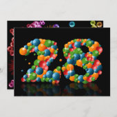 28th Birthday party, with bubbles and balls Invitation (Front/Back)