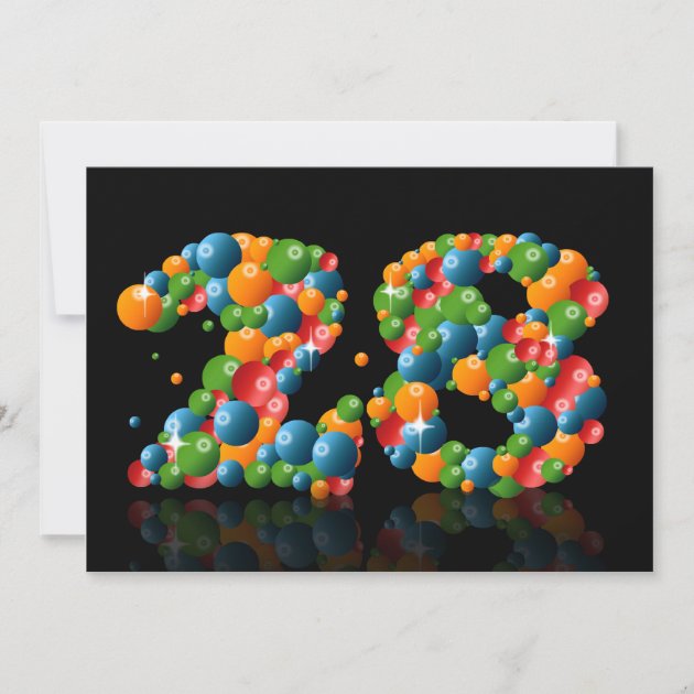 28th Birthday Party, With Bubbles And Balls Invitation | Zazzle