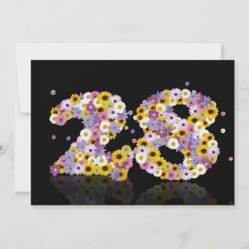 28th Birthday party with flowered letters Invitation