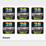 [ Thumbnail: 28th Birthday: Rainbow “28”; Custom Photos & Name Sticker ]