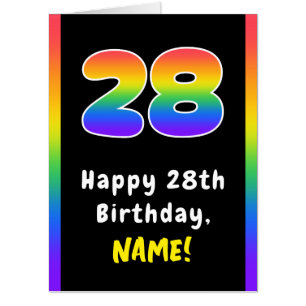 28th Birthday: Rainbow Spectrum # 28, Custom Name Card