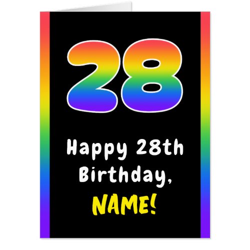 28th Birthday Rainbow Spectrum  28 Custom Name Card