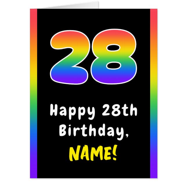 28th Birthday: Rainbow Spectrum # 28, Custom Name Card (Front)