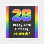 [ Thumbnail: 28th Birthday: Rainbow Spectrum # 28, Custom Name Napkins ]