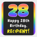 [ Thumbnail: 28th Birthday: Rainbow Spectrum # 28, Custom Name Sticker ]