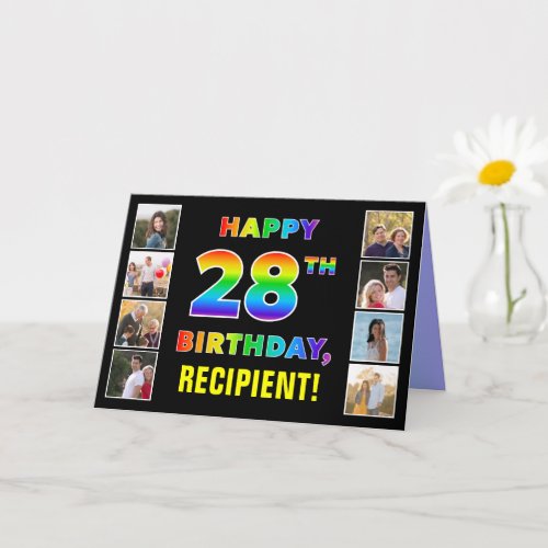 28th Birthday: Rainbow Text, Custom Photos & Name