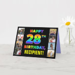 [ Thumbnail: 28th Birthday: Rainbow Text, Custom Photos & Name Card ]