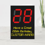 [ Thumbnail: 28th Birthday: Red Digital Clock Style "28" + Name Card ]