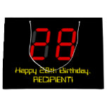 [ Thumbnail: 28th Birthday: Red Digital Clock Style "28" + Name Gift Bag ]