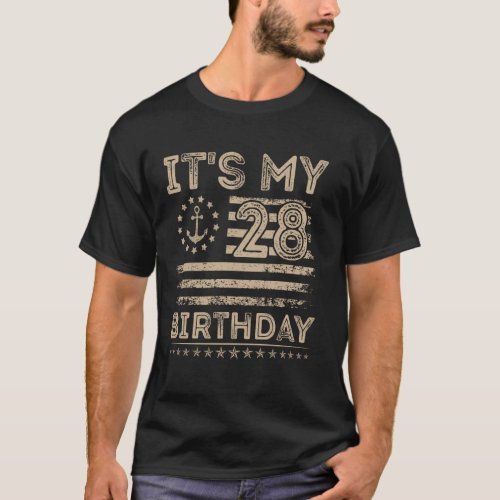 28th Birthday Sailor American Nautical Sailing Bda T-Shirt