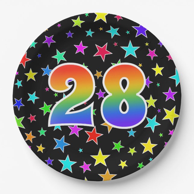 28th Event: Bold, Fun, Colorful Rainbow 28 Paper Plates (Front)