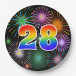 [ Thumbnail: 28th Event - Fun, Colorful, Bold, Rainbow 28 Paper Plates ]