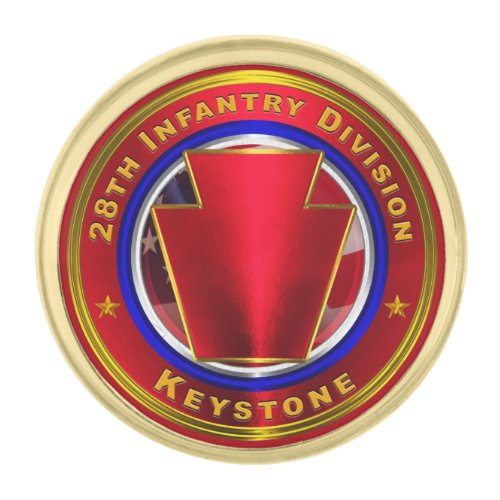 28th Infantry Division Keystone Gold Finish Lapel Pin