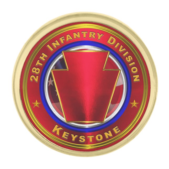 28th Infantry Division “Keystone” Gold Finish Lapel Pin (Front)