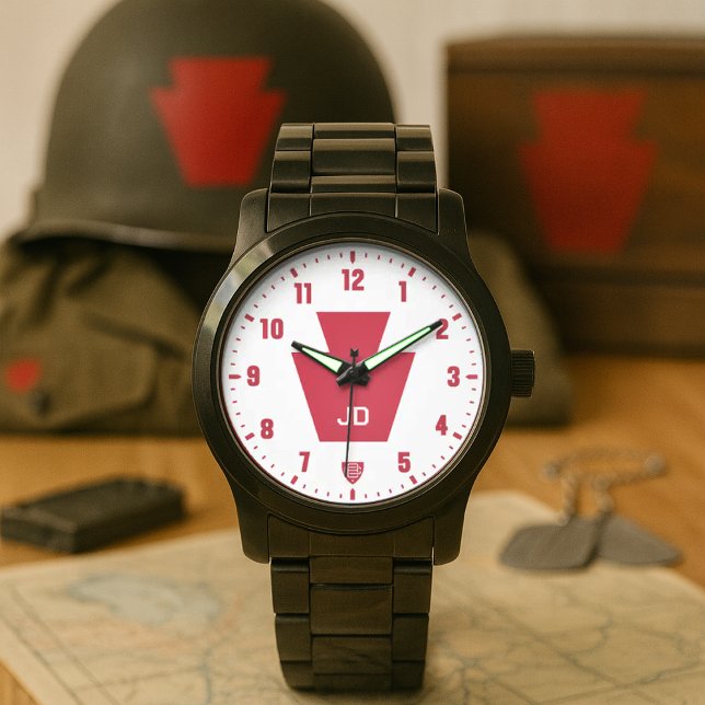 28th Infantry "Keystone" Division Personalized Watch (28th Infantry "Keystone" Division Personalized Black Stainless Steel Watch)