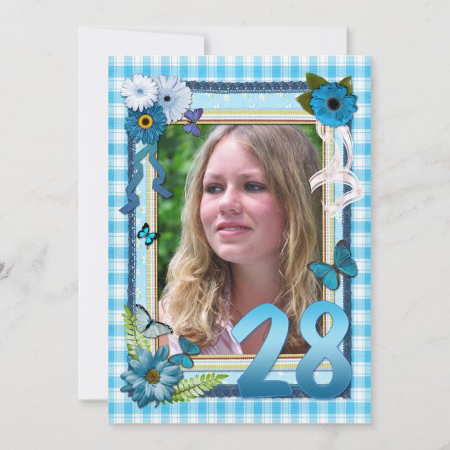 28th Photo birthday party invitation (Front)