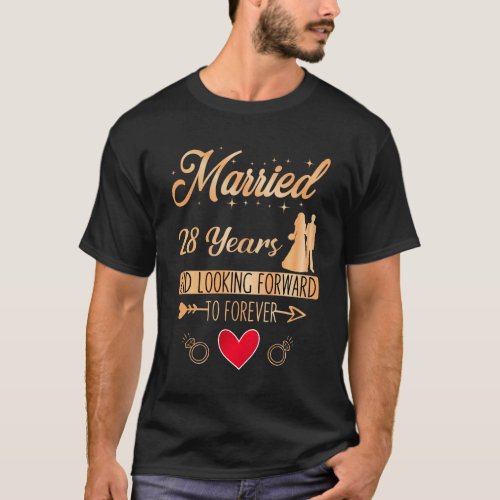 28th Wedding Anniversary Couple Married 28 Years T_Shirt