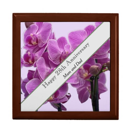 28th Wedding Anniversary Editable Orchid Gift Box