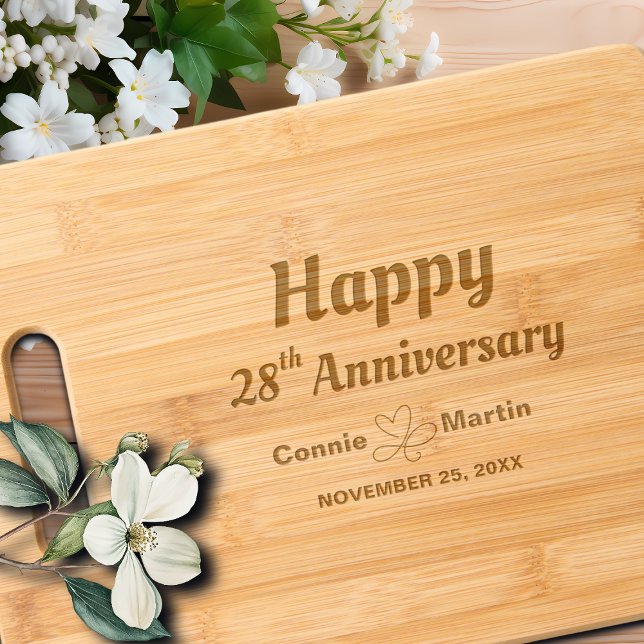 28th Wedding Anniversary Elegant Engraved Cutting Board (Creator Uploaded)