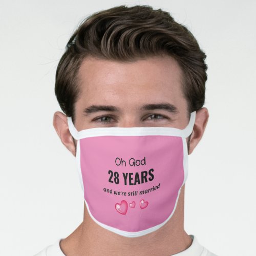 28th Wedding Anniversary Funny Gift for Him or Her Face Mask