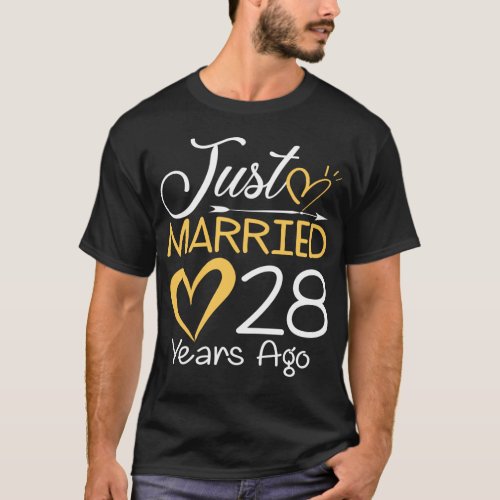 28th Wedding Anniversary Just Married 28 Years T_Shirt