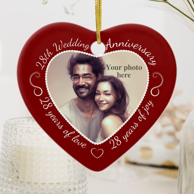 28th Wedding Anniversary Photo Ceramic Ornament (Creator Uploaded)