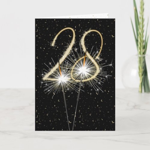 28th wedding anniversary sparklers card