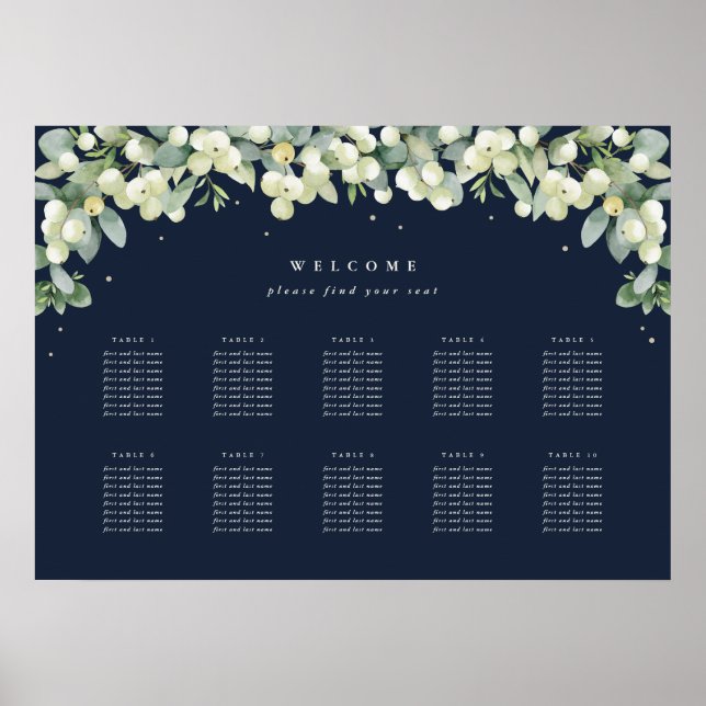 28x20" 10 Tables of 8 Seating Chart Poster (Front)