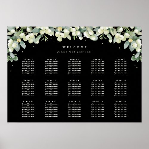 28x20 15 Tables of 8 Seating Chart Poster