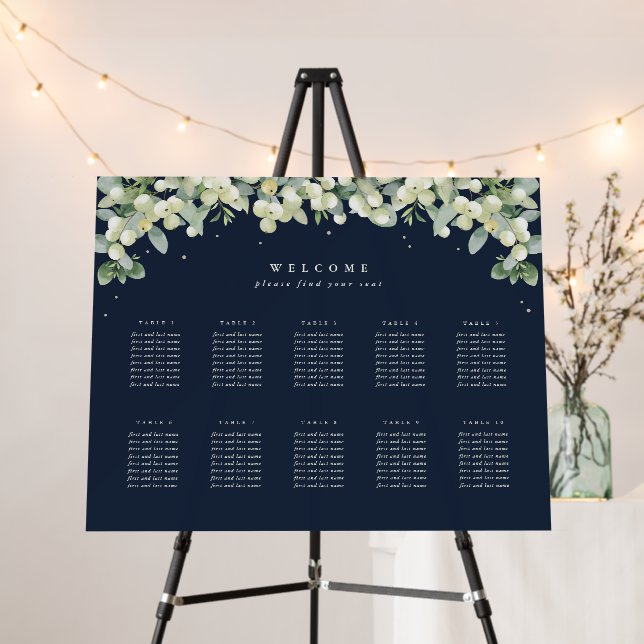 28x22" 10 Tables of 8 Wedding Seating Chart Foam Board (In Situ (Stand))