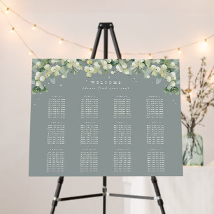 28x22 12 Tables of 10 Winter Wedding Seating Chart Foam Board