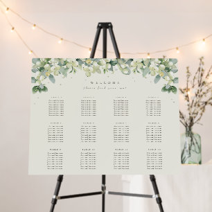 28x22" 12 Tables of 8 Wedding Seating Chart Foam Board