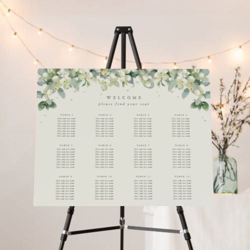 28x22 12 Tables of 8 Wedding Seating Chart Foam Board