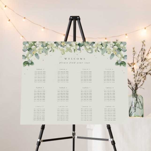 28x22" 12 Tables of 8 Wedding Seating Chart Foam Board (In Situ (Stand))