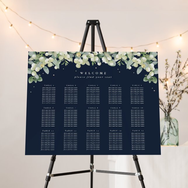 28x22" 15 Tables of 10 Wedding Seating Chart Foam Board (In Situ (Stand))