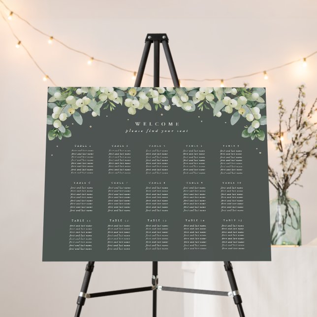 28x22" 15 Tables of 8 Wedding Seating Chart Foam Board (In Situ (Stand))