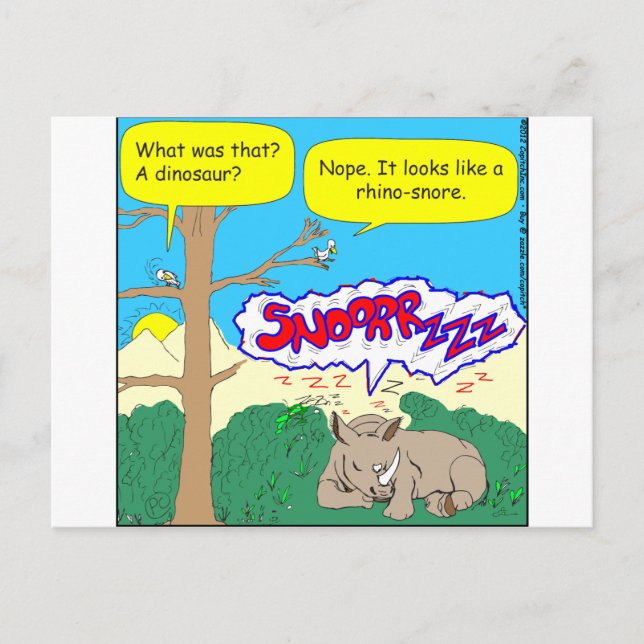 298 rhino snore cartoon postcard (Front)