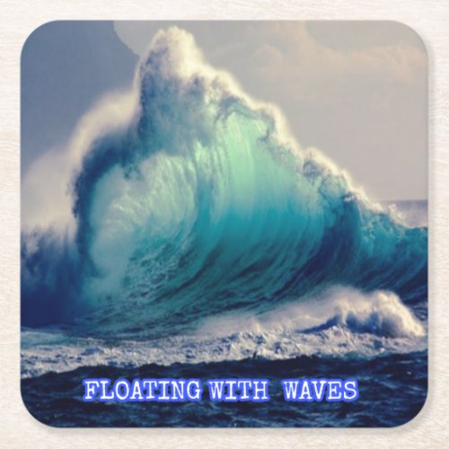 29Blue ocean wavesgifts for ocean loversvintage Square Paper Coaster