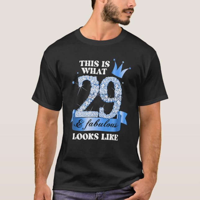 29 & Fabulous I Blue Black Party Group Candid Phot T-Shirt (Front)