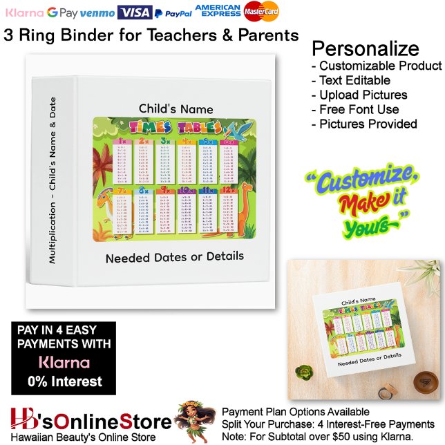 29 Learn Multiplication Child's Name Date Teacher  3 Ring Binder (29 Learn Multiplication Child's Name Date Teacher 3 Ring Binder.)