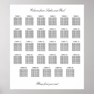 29 Table Elegant Minimalist Seating Chart