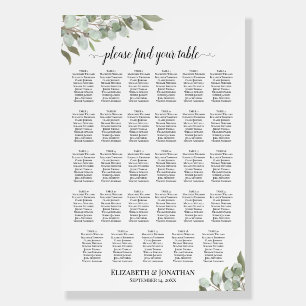 29 Table Eucalyptus Foliage Wedding Seating Chart Foam Board