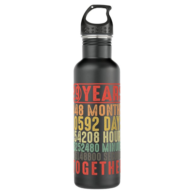 29 Year 29th Wedding Anniversary Gifts for Her Him Stainless Steel Water Bottle (Front)