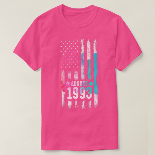29 Year Old, August 1993 American Flag 29th Birthd T-Shirt (Design Front)
